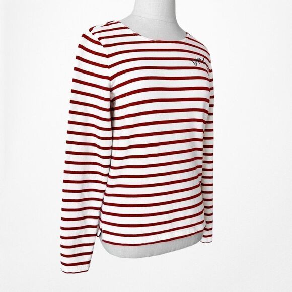 White Red Striped Long Sleeve Crewneck Pullover Top Size XS/S - Picture 5 of 7